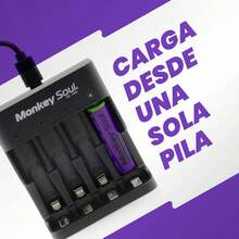 Monkey Soul Cargador de Batería Recargable AA y AAA, con Entrada USB-C, Indicadores Led, Pack 4 AA y 4 AAA Pila Recargable Alta Calidad - Tipo de Enchufe A Japonés (100V) - Ver 8