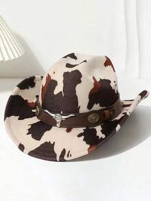 一顶男女通用的牛仔帽，饰有多个牛头装饰和牛图案，适合开学季、旅行休闲、酒吧牛仔派对、万圣节、西部牛仔主题派对以及日常佩戴。 - 彩色 - 查看 13