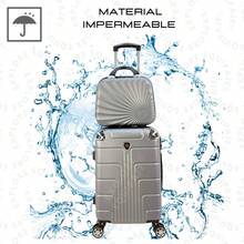 18 Inch Set + Lightweight Double Wheel Toiletry Bag Fixed Lock Undocumented Resistant - Grey - View 6