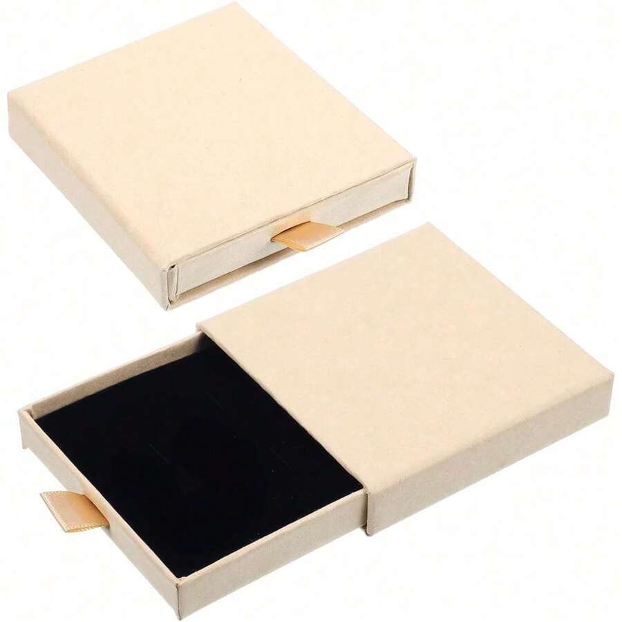 Small Jewelry Gift Box, Cardboard Jewelry Boxes With Lids Bracelet Earring Necklace Gift Box For Birthday Xmas Christmas Wrapping (Brown) - Màu be - Xem 1