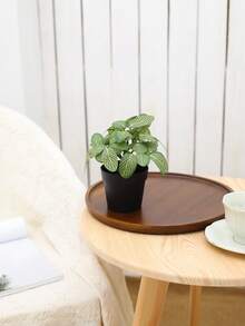 1pc Realistic Textured Green Plant Pot, Suitable For All Seasons For Home Living Room, Dining Room, Fireplace In The Living Room, Aesthetic Room, Office, Desktop Decoration. Also Suitable For Festival Parties And Outdoor Decorations. Durable And Reusable Decorative Item. - Green - View 2