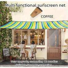 [Colorful Striped Sun Shade Net] 1pc High Density Breathable Colorful Striped Sun Shade Net Durable Plastic Outdoor Shading Fabric For Patio, Picnic, Carport, Garden, Balcony, And Corridor Cooling Canopy - 78.74inch*118.11inch (2m*3m) - View 4