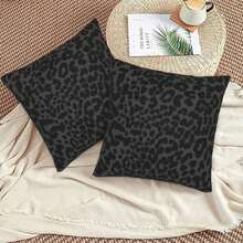 Leopard Print Texture Throw Pillow Cover Set Of 2 Decorative Square Pillowcase For Bedroom, Living Room, Sofa, Couch And Bed, 18x18 Inch,  Home Decor 2025 - Black Leopard - 查看 5