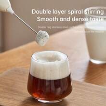 OBOVAY Espumador de leche eléctrico potente, mini espumador de leche, a batería (batería no incluida), apto para latte, capuchino, chocolate, espumador de leche portátil, espumador de café eléctrico inalámbrico mini, espumador manual, regalo de Navidad