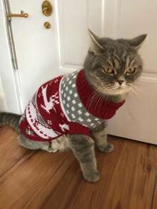 Suéter aconchegante e fofo para animais de estimação, ideal para cães e gatos de pequeno a médio porte - Roupa de tricô grossa e quente para o inverno e primavera com estampa de cervo - Perfeito para animais de pequeno e médio porte - Disponível em vários tamanhos