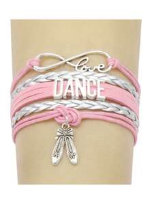 1pc Multi-Layer Hand-Woven Dance Letter Bracelet With Pendant Decor Jewelry Accessories