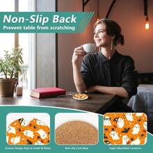 nuevoJuego de 2 posavasos de cerámica absorbente, murciélago fantasma de Halloween, posavasos de cerámica para portavasos y accesorios interiores de coche para mujeres y hombres - flores de la vendimia - Ver 11