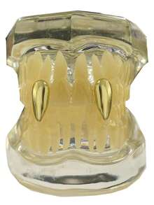 1 Set Smooth Fang Teeth Metal Hip Hop Vampire Teeth Decorations, Suitable For Cosplay, Carnival, Daily Wear, Unisex