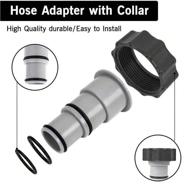 1PC Replacement Hose Adapter A With Collar For Threaded Connection Pumps For Plunger Valve Pool Drain Swimming Pool Intex, Pool Parts Plastic Pool Hose Adapter
