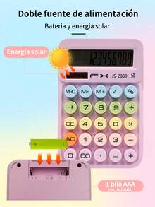 Calculadora De Escritorio Solar Portatil Material Escolar, con pantalla LCD grande, Calculadora con pantalla LCD grande de 12 dígitos,doble alimentación solar y batería, calculadora con botones grandes empotrados para oficina, hogar y escuela. - JS-2809 - Ver 3