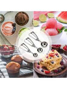 Stainless Steel Ice Cream Spoon Scoop Ice Cream Spoon Ice Lolly Spoon Watermelon Spoon Fruit Ball Spoon Spoon Scooping Spoon - Multicolor - View 3