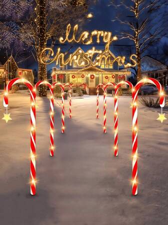 1pc Christmas Solar Candy Cane Light, With Star Decorations, An Outdoor Waterproof Solar-Powered LED Christmas Candy Cane Decoration Light With 8 Lighting Modes, Suitable For Christmas Tree Decoration, Christmas Scene Garden, Driveway, Corridor, Terrace Courtyard, Fence, Sidewalk, Step Decoration Lights, Christmas Party Atmosphere Decoration Lights Halloween Decor Light Home Decor Party Decor Halloween Decoration Room Decor Halloween Garden Decor For Gift Fairychristmas Decoration XMAS Decor Christmas Tree Gift Decor Thanksgiving Wedding Home Decor Home Decor Fall Decor Autumn Decor Birthday Decorations For Gifts Party Supplies Indoor Outdoor Garden Holiday Festival Decor Halloween Decor Wall Decor Halloween Ornaments