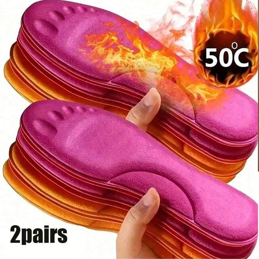 2 Pairs Of Winter Self-Heating Insoles, Thickened Non-Slip Memory Sponge Insoles, Warm Sports Insoles For Men And Women Thermal, Christmas Gifts, Winter Gloves - Multicolor - View 1