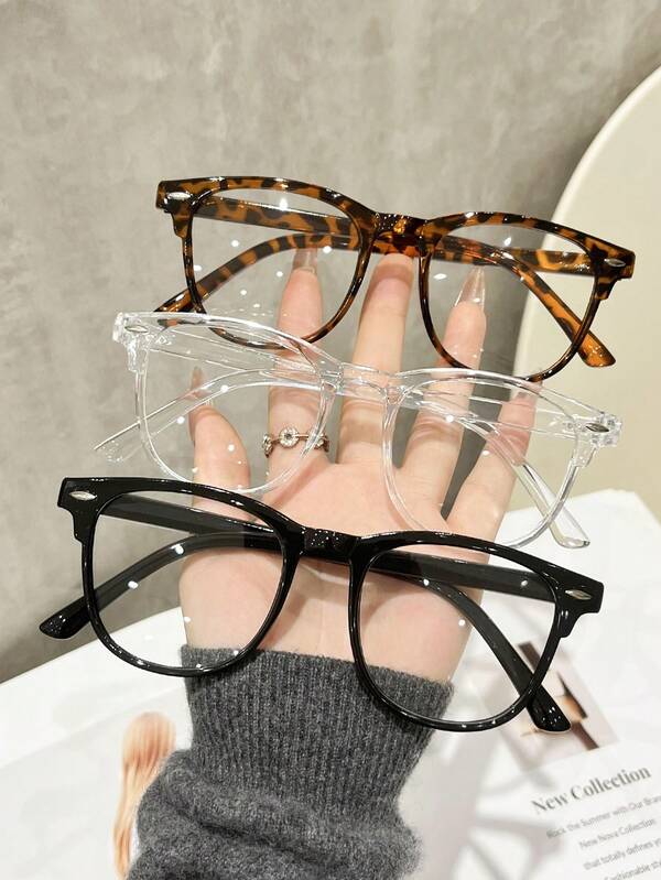 3 pares de gafas de moda con montura clásica de viaje, personalizadas, sin receta, adecuadas para uso casual, vuelta al colegio, vida diaria, ver la televisión, lectura, decoración de oficina, gafas de alta definición, para mujeres y hombres