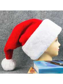 1 Set Christmas Plush Red Warm Gloves & Santa Hat, Christmas Costume Accessories