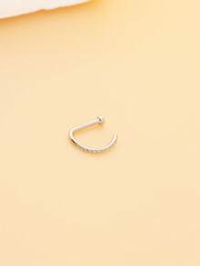 1 件仿穿孔鼻环 D 形锆石镶嵌 5A 级仿穿孔鼻环仿穿孔唇环鼻中隔无孔鼻不锈钢时尚身体饰品 - 鑲鑽 - 查看 6