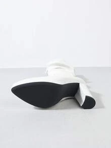 Botas de invierno para mujer, elegantes botas para damas, botas blancas, botas por encima de la rodilla, botas de mezclilla, botas con plataforma, zapatos de novia, botas de invierno, botas para mujer, botas de tacón grueso, botas de tacón súper alto, patrón de arruga aleatorio