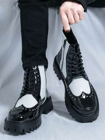 Chelsea-stövlar Herr Höga Läderskor Koreanska Version Brittiska Korta Stövlar Frisör Läderstövlar Svarta Affärspendlare Formella Skor Brittiska Spetsig Tå Plus Size Bröllop Brudgum Oxfordskor, Herr Cowboystövlar Vinter, Glänsande Höga Casual Derbyskor För Klubbfest Sommar Bekväma Svarta Stövlar, Handgjorda Herr Arbetsstövlar, Tjocka Westernstövlar Vår Raka Rörstövlar, Glansiga Motorcykelstövlar i Lackskinn, Höstmärkesridstövlar med Snörning