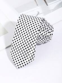 1pc Men's Casual Polka Dot Pattern Necktie, Minimalist Style Suitable For Suits, Work, Parties, Outings, And Travel