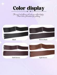 2PCS/Pack Straight Hairpiece Clip In Hairpieces Brown Blonde Black 10cm/20cm/30cm/40cm Adding Extra Volume Synthetic Hair Extensions For Women With Thinning Hair Add Volume Invisible Seamless Hair Pads Fluffy Pad Hairpiece - Multicolor - View 3