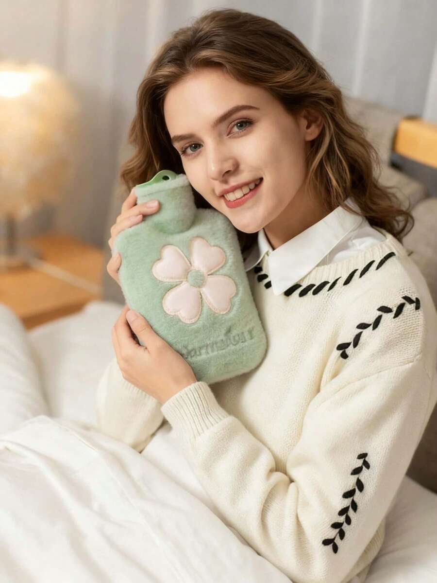 1000ml / 30.27oz PVC Hot Water Bottle With Removable Washable Floral Cloth Cover - All-Season Portable Warmth Bag, Multi-Color Options For Home, Travel & Office Use, Cozy Thermal Lined Heat Retention Accessory​