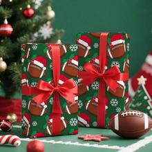 Football Crist Wrapping Pr - Mini Roll - 17 Inc X 16.5 Feet - Snowf And Santa At Football Wrapping Pr  Crist Sport Party Oliday Party Celeation