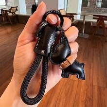 Cartoon Dog Keychain – Fashionable And Simple Unisex Key Ring, Backpack Pendant, Couple Handbag Charm - 黑色 - 查看 2