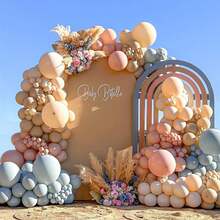 Kit de guirlande de ballons pour révélation du sexe (115 pièces), ballons roses et bleus sur fond gris et blanc, idéal pour une fête de révélation du sexe, une baby shower ou une fête d'anniversaire. - Bleu clair rose clair - Voir 4