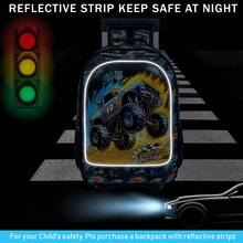 3件套汽车造型拉杆背包，男童儿童带轮背包，UV印花拉杆背包套装，含午餐盒 - 火焰單卡拉桿背包 - 查看 6