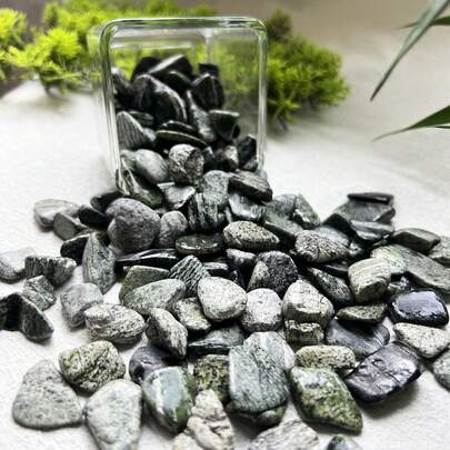 100g Large Chunk Natural Green Zebra Stone, Suitable For Home Decor, Fish Tank And Aquarium Rocks, Fountains, Office Decor, Vase Filler And Plant Bedding, Collection, Gifts
