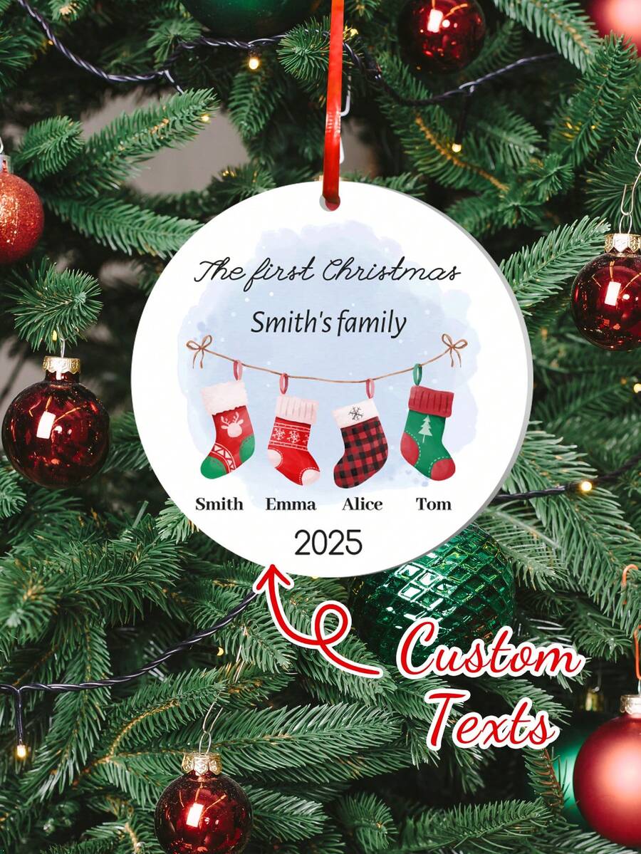 1pc Custom Personalized First Christmas Ornament With Photo Deer Christmas Ornament Gift For Kid,Customized Ornaments With Photo And Text,Customized Christmas Tree Ornaments,Funny Secret Santa Gifts,Customized Christmas Gifts,Makezbright Personalized Gifts