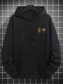 "Mind Vs Heart" Boxing Graphic Hoodie | Vintage Surrealism Streetwear Sweatshirt - 黑色 - 查看 2