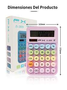 Calculadora De Escritorio Solar Portatil Material Escolar, con pantalla LCD grande, Calculadora con pantalla LCD grande de 12 dígitos,doble alimentación solar y batería, calculadora con botones grandes empotrados para oficina, hogar y escuela. - JS-2809 - Ver 11