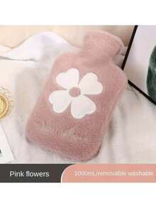 1000ml / 30.27oz PVC Hot Water Bottle With Removable Washable Floral Cloth Cover - All-Season Portable Warmth Bag, Multi-Color Options For Home, Travel & Office Use, Cozy Thermal Lined Heat Retention Accessory - Multicolor - View 4