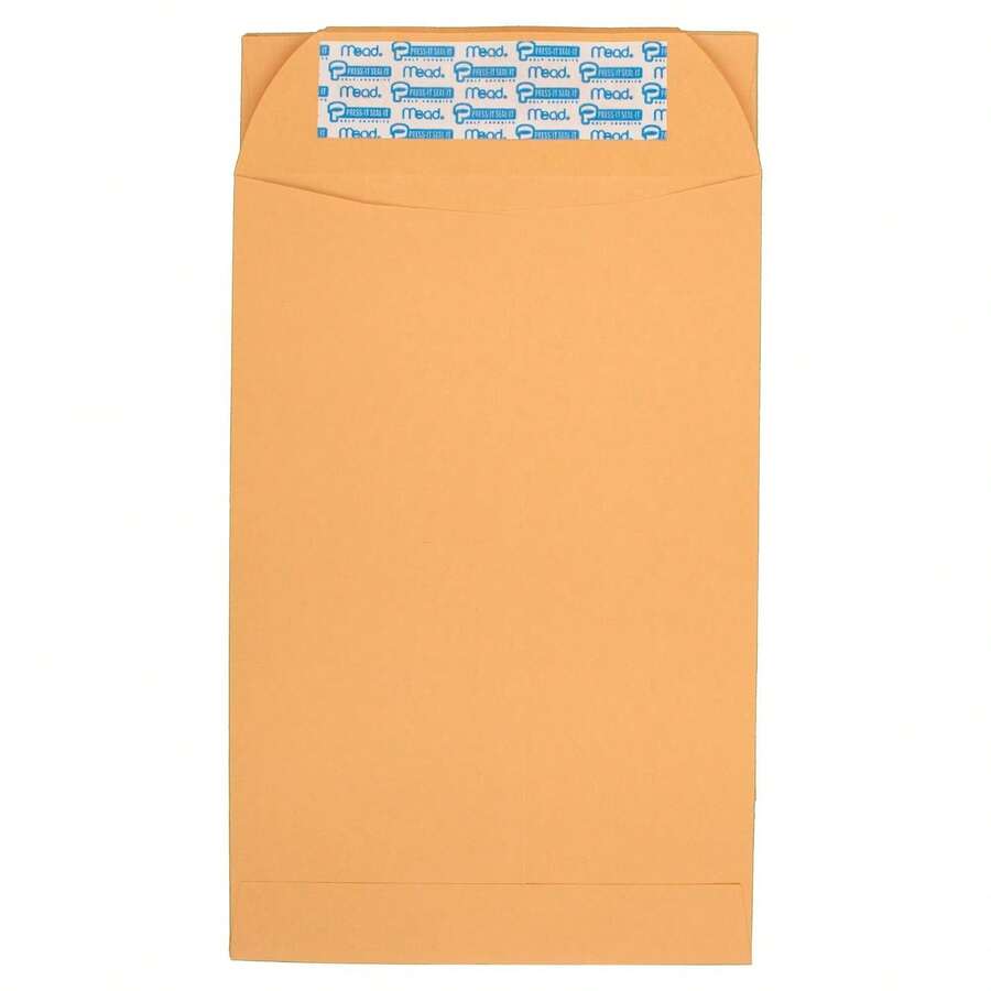 Sobres de correo tamaño carta, cierre autoadhesivo Press-It Seal-It, papel multiusos de 24 libras, 9 x 12 pulgadas, material kraft café, paquete de 25 unidades (76086) - Marrón - Ver 1