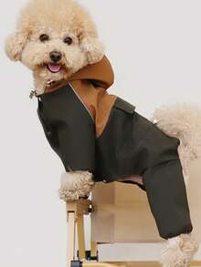 Pet Raincoat: Waterproof And Dustproof, All-Weather (Sunny/Rainy) Four-Leg Workwear, Suitable For Small And Medium Dogs - Contrast Color Design Windbreaker, TPU Waterproof Breathable Fabric, Neck Opening Can Connect Chest Harness/Leash, Easy Snap Fasteners, Elastic Cuffs And Crotch - Multicolor - View 12