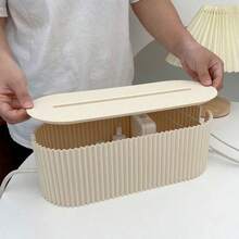 صندوق إدارة الكابلات مع 10 رباطات كابل، صندوق منظم لشرائط الطاقة والحماية من التيار الزائد والشواحن والمهايئات وأسلاك التلفزيون والكمبيوتر، صندوق إخفاء الكابلات للمنزل/المكتب