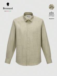 Men's Dress Shirt - Triple Protection: Waterproof, Greaseproof, And Stain Resistant - Made From Premium Fabric (38% Bamboo Fiber, 62% Polyamide), Soft And Breathable. Perfect For The Modern Man. Versatile For Everyday Wear. - 卡其色 - 查看 2