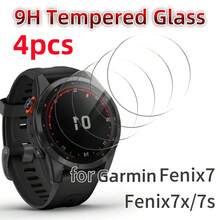 4 piezas de protector de pantalla de vidrio templado para Garmin Fenix 7/7S/7X, alta definición, dureza 9H, anti-arañazos, anti-aceite, anti-huellas