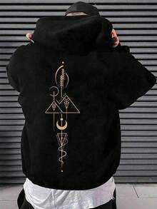 Hoodie Minimalist Gold Nature Symbol Graphic Print Pullover - Comfort Casual Top For Men & Women - Đen 03 - Xem 1