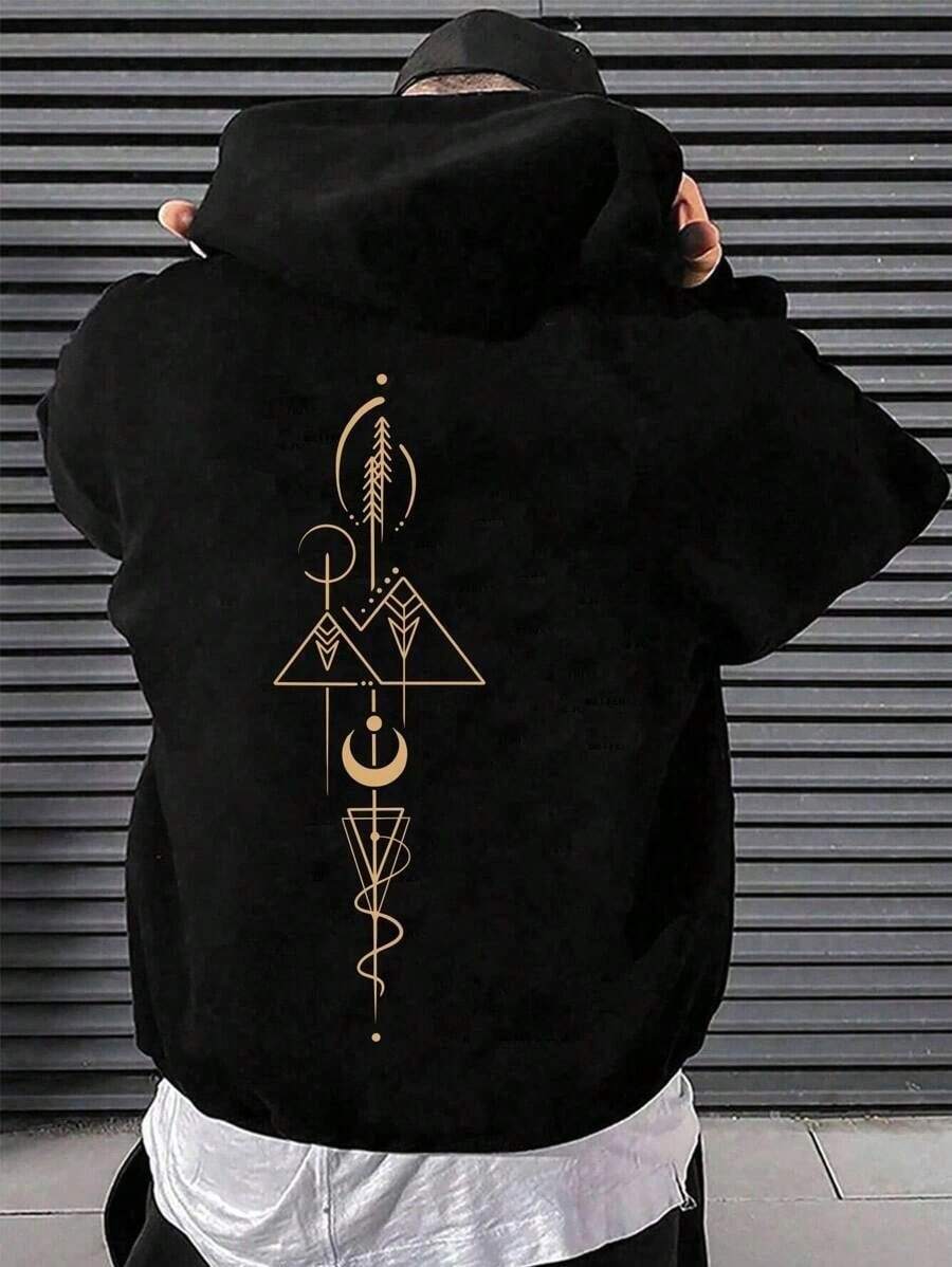 Hoodie Minimalist Gold Nature Symbol Graphic Print Pullover - Comfort Casual Top For Men & Women - Đen 03 - Xem 1