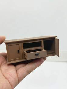 1. Dollhouse Miniature TV Cabinet, Realistic TV Model, Wooden-Look Resin Cabinet, Mini Model Home Decor, Dollhouse Living Room Sofa Scene, Walnut Color Micro Floor Cabinet, Small Vase Decor, Drawer Cabinet Decor, Openable Small Cabinet, Micro Furniture Model - Multicolor - View 17