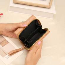 新款女士短款钱包，刺绣金属装饰纽扣设计，大容量，迷你钱包，小巧可爱，可作卡包、零钱包、钱包、腕带钱包，带挂绳 - 彩色 - 查看 12