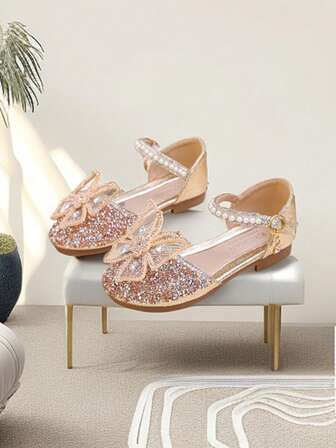 Girls Dance Shoes Mary Jane Princess Flats Kids Shoes Bow Dress Shoes Toddler Party Performance Shoes