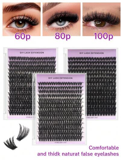 280 Stücke D-Locken 60D+80D+100D Kunstmink Wimpern 280 Büschel 0,07mm D-gelockt 8-16mm gemischte natürliche Wimpernverlängerung 3D Russisch Streifen Persönliches Wimpern Make-up Werkzeug