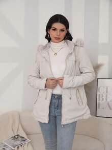 chamarra de doble vista 2 forma de usar  caliente y buena tela aferbada - Beis - Ver 3