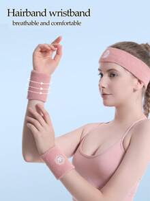 A Set Of Sports Headband Wrist Guards Suitable For Men's And Women's Running, Badminton, Football, Yoga And Other Sports, Breathable And Skin Friendly, Soft And Comfortable. Good Sports Helper - Multicolor - View 2