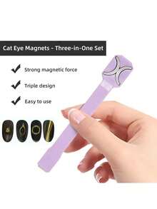 Herramienta de salón de manicura de tres en uno con flor, ojo de gato, imán fuerte, cuentas de vidrio y efecto de ondas de agua - Multicolor - Ver 4