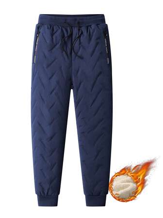 New Thickened Thermal Pants For Men, Plus Size Loose Casual Trousers, Thermal Lined Sweatpants