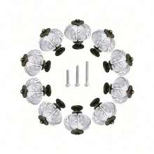 Acrylic Cabinet Knobs, Clear Pumpkin Dresser Knobs Antique Vintage Decorative DIY Handles Pulls For Wardrobe, Closet, Drawers, Kitchen Furniture Or Kids Room With 3 Sized Screws